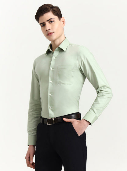 Pista Green Solid Slim Fit Formal Shirt | JadeBlue Youth