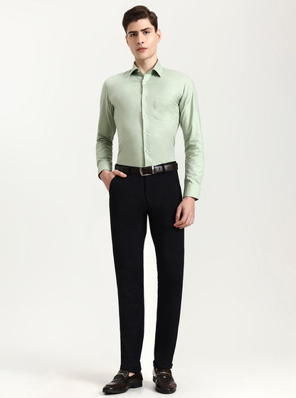 Pista Green Solid Slim Fit Formal Shirt | JadeBlue Youth