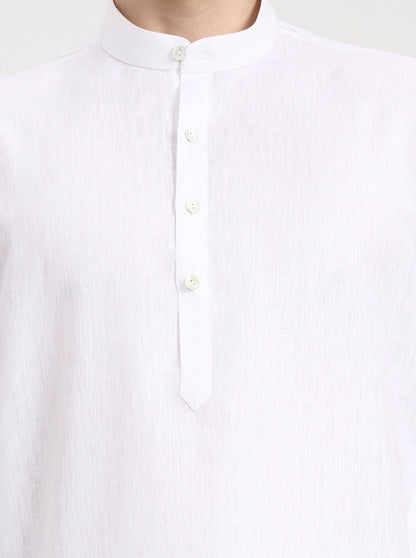 White Solid Modi Kurta | JadeBlue