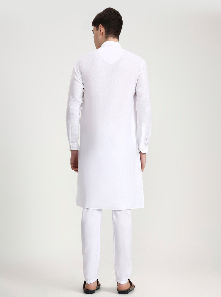 White Solid Modi Kurta | JadeBlue