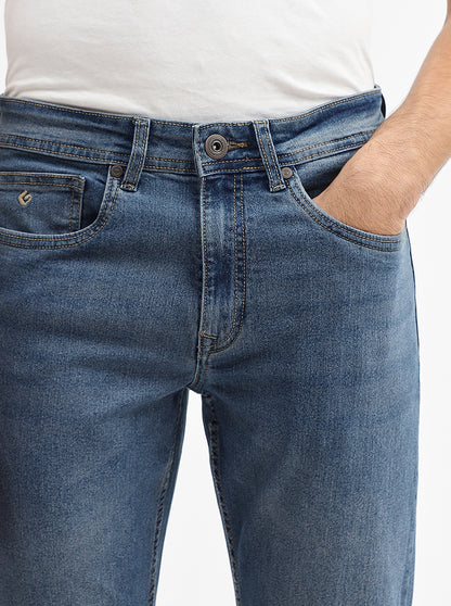 Dark Indigo Blue Washed Straight Fit Jeans | Greenfibre