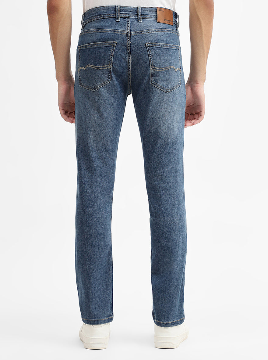 Dark Indigo Blue Washed Straight Fit Jeans | Greenfibre