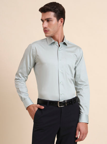 Pista Green Solid Slim Fit Formal Shirt | Metal