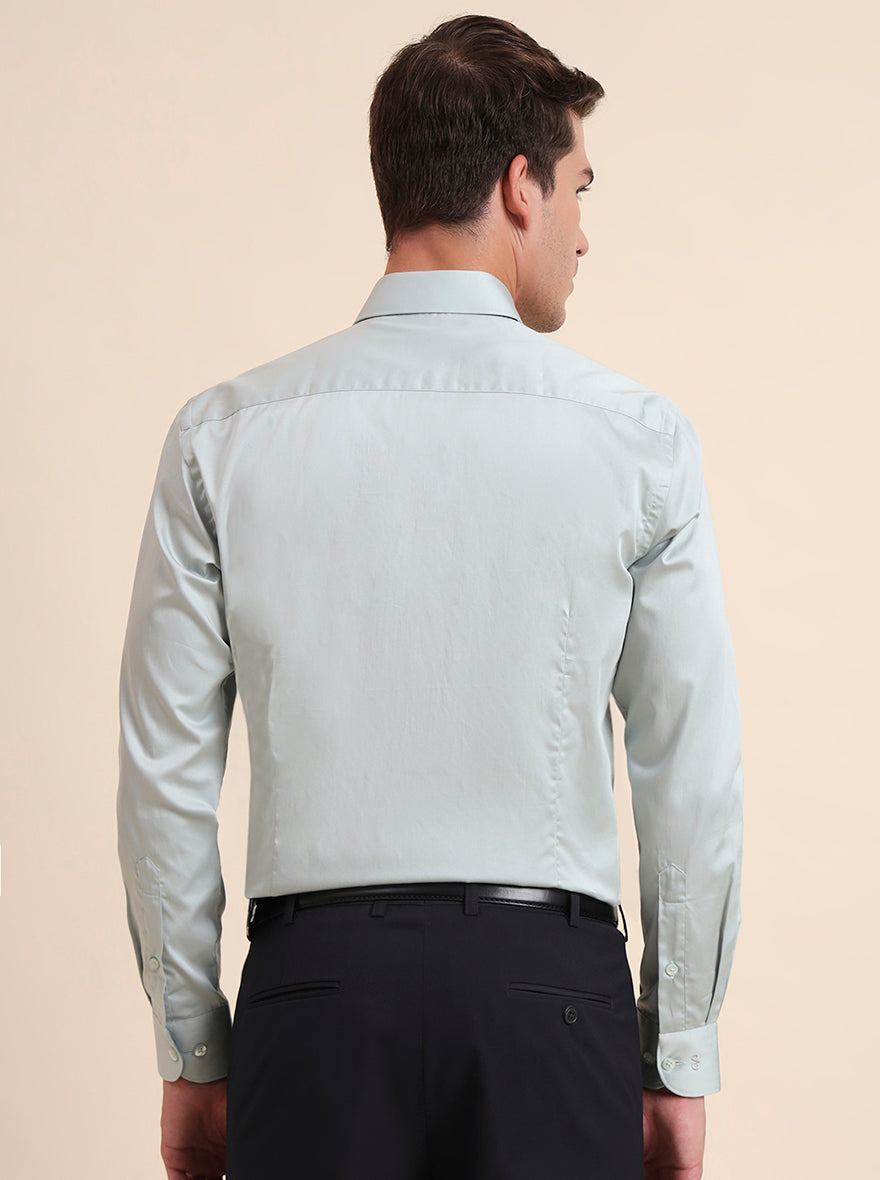 Pista Green Solid Slim Fit Formal Shirt | Metal