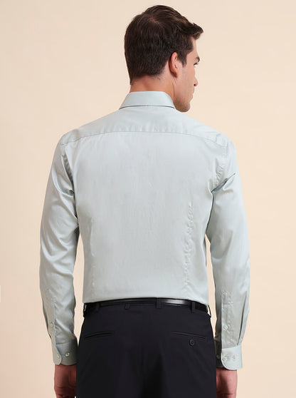 Pista Green Solid Slim Fit Formal Shirt | Metal