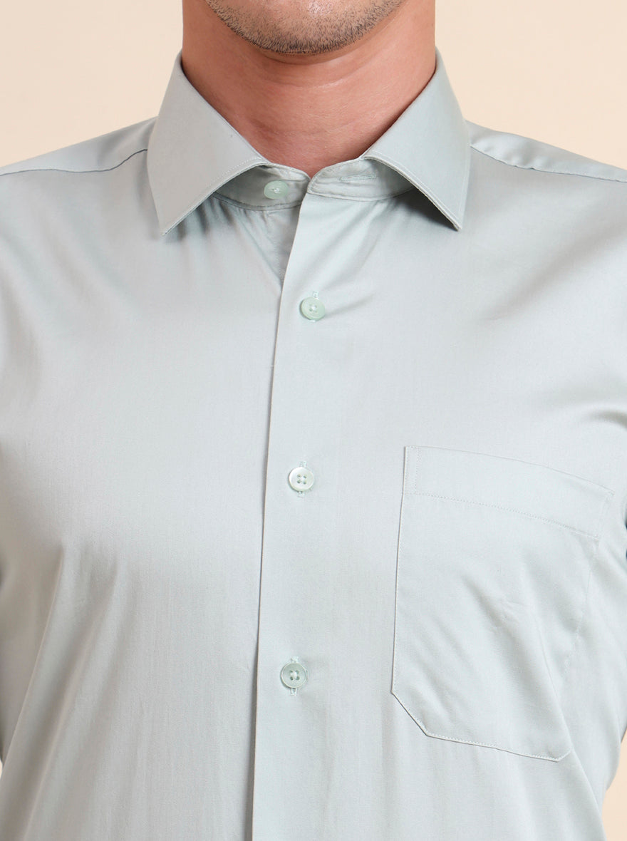Pista Green Solid Slim Fit Formal Shirt | Metal