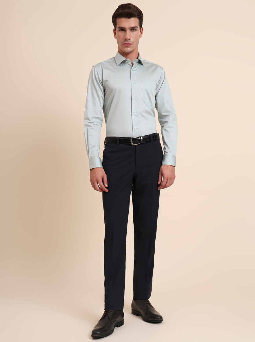 Pista Green Solid Slim Fit Formal Shirt | Metal