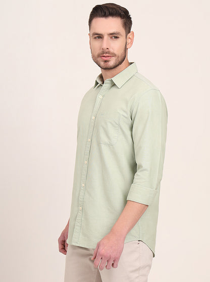 Green Solid Slim Fit Casual Shirt | JadeBlue
