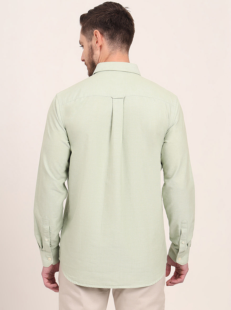 Green Solid Slim Fit Casual Shirt | JadeBlue