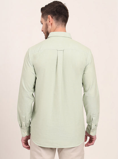 Green Solid Slim Fit Casual Shirt | JadeBlue