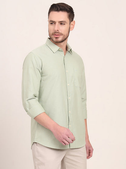 Green Solid Slim Fit Casual Shirt | JadeBlue