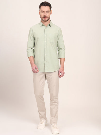 Green Solid Slim Fit Casual Shirt | JadeBlue