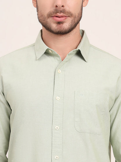 Green Solid Slim Fit Casual Shirt | JadeBlue