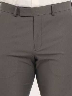 Grey Solid Slim Fit Formal Trouser | Metal