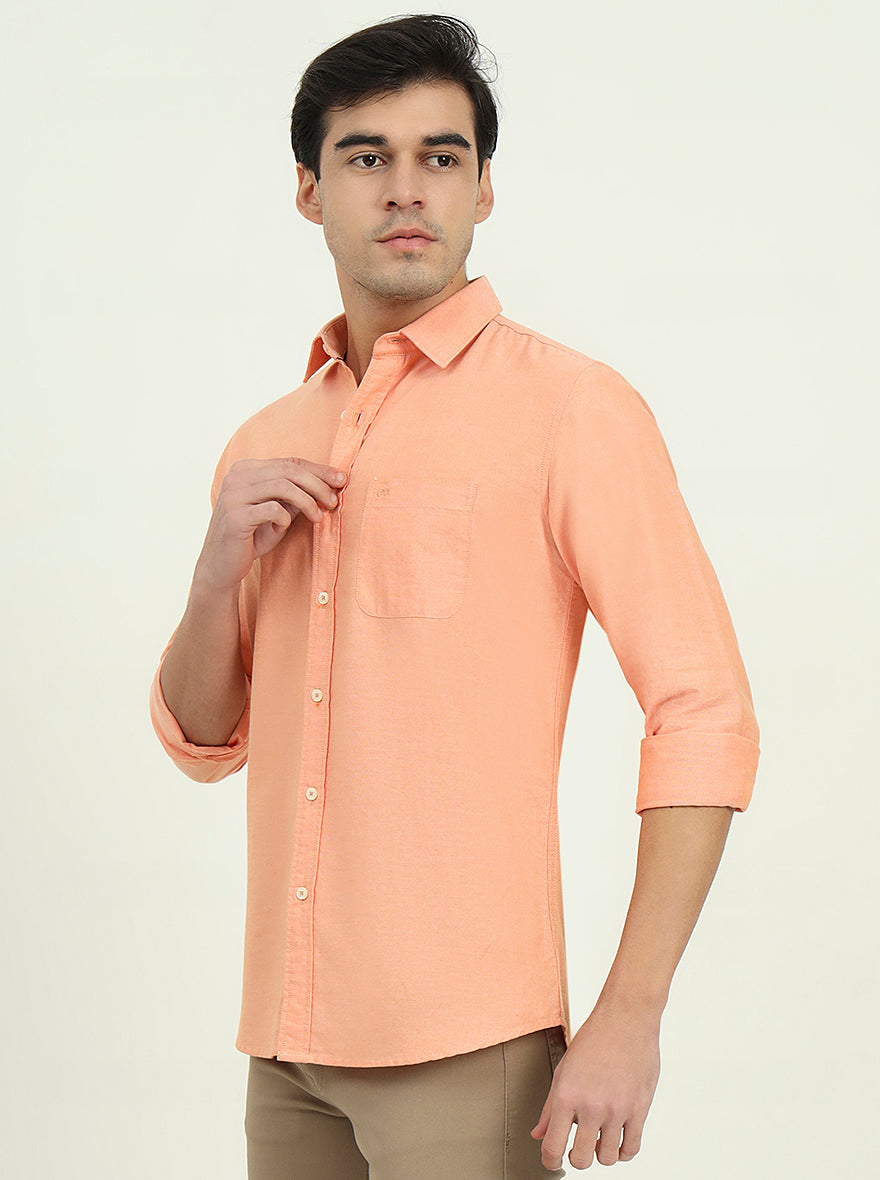 Orange Solid Slim Fit Casual Shirt | JadeBlue