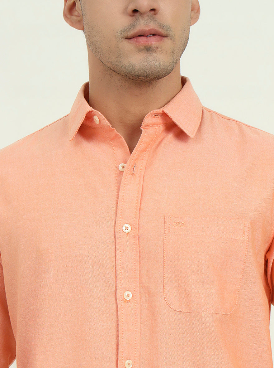 Orange Solid Slim Fit Casual Shirt | JadeBlue