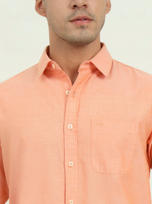 Orange Solid Slim Fit Casual Shirt | JadeBlue