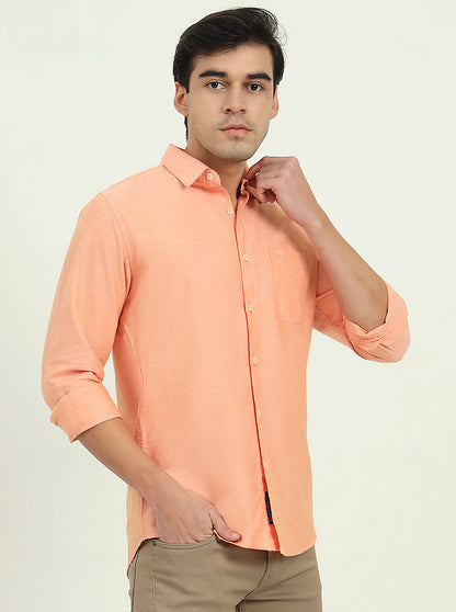 Orange Solid Slim Fit Casual Shirt | JadeBlue