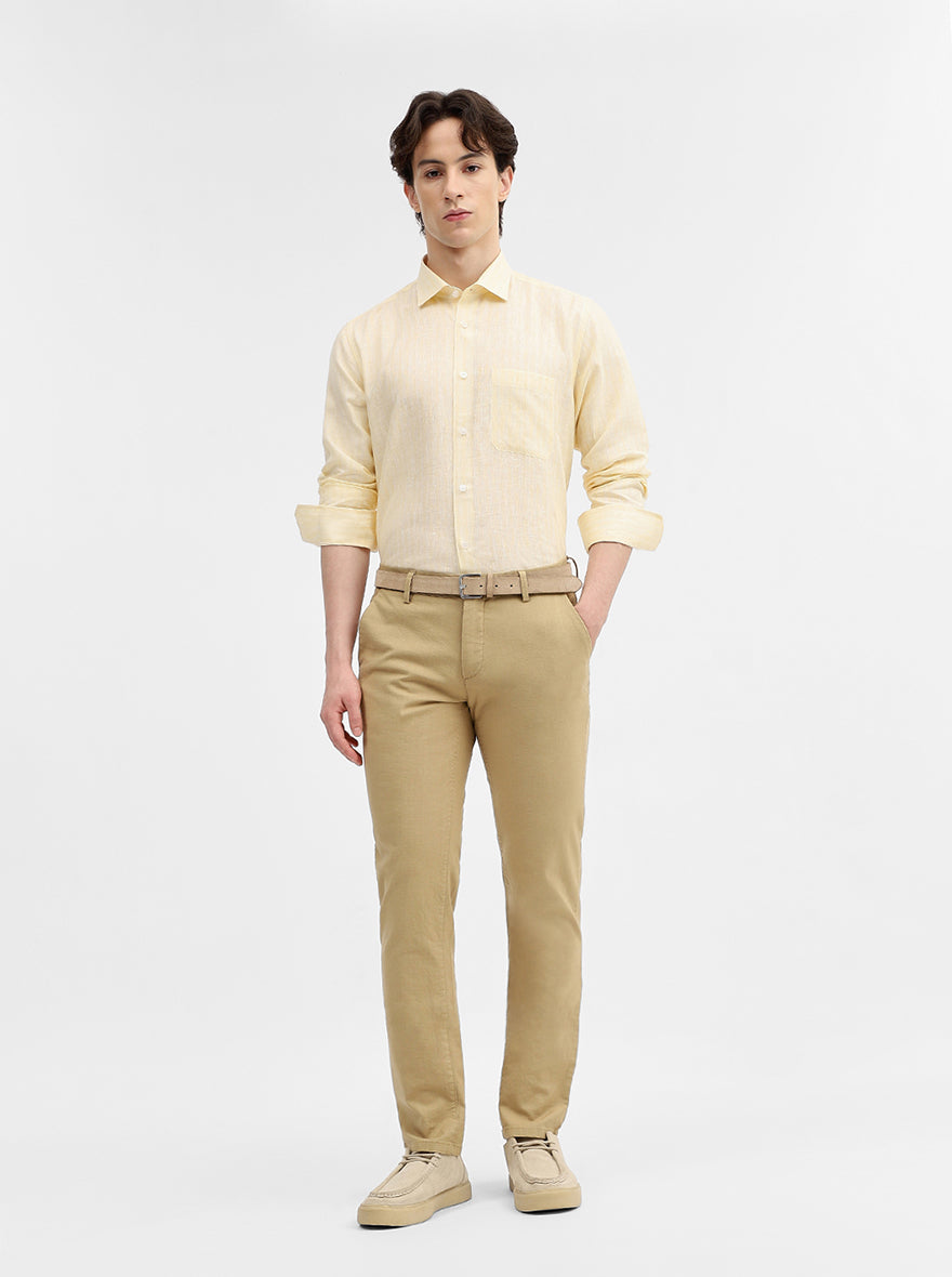 Camel Solid Uno Fit Casual Trouser | JadeBlue