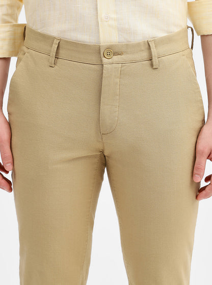 Camel Solid Uno Fit Casual Trouser | JadeBlue