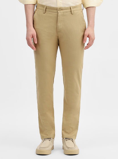 Camel Solid Uno Fit Casual Trouser | JadeBlue