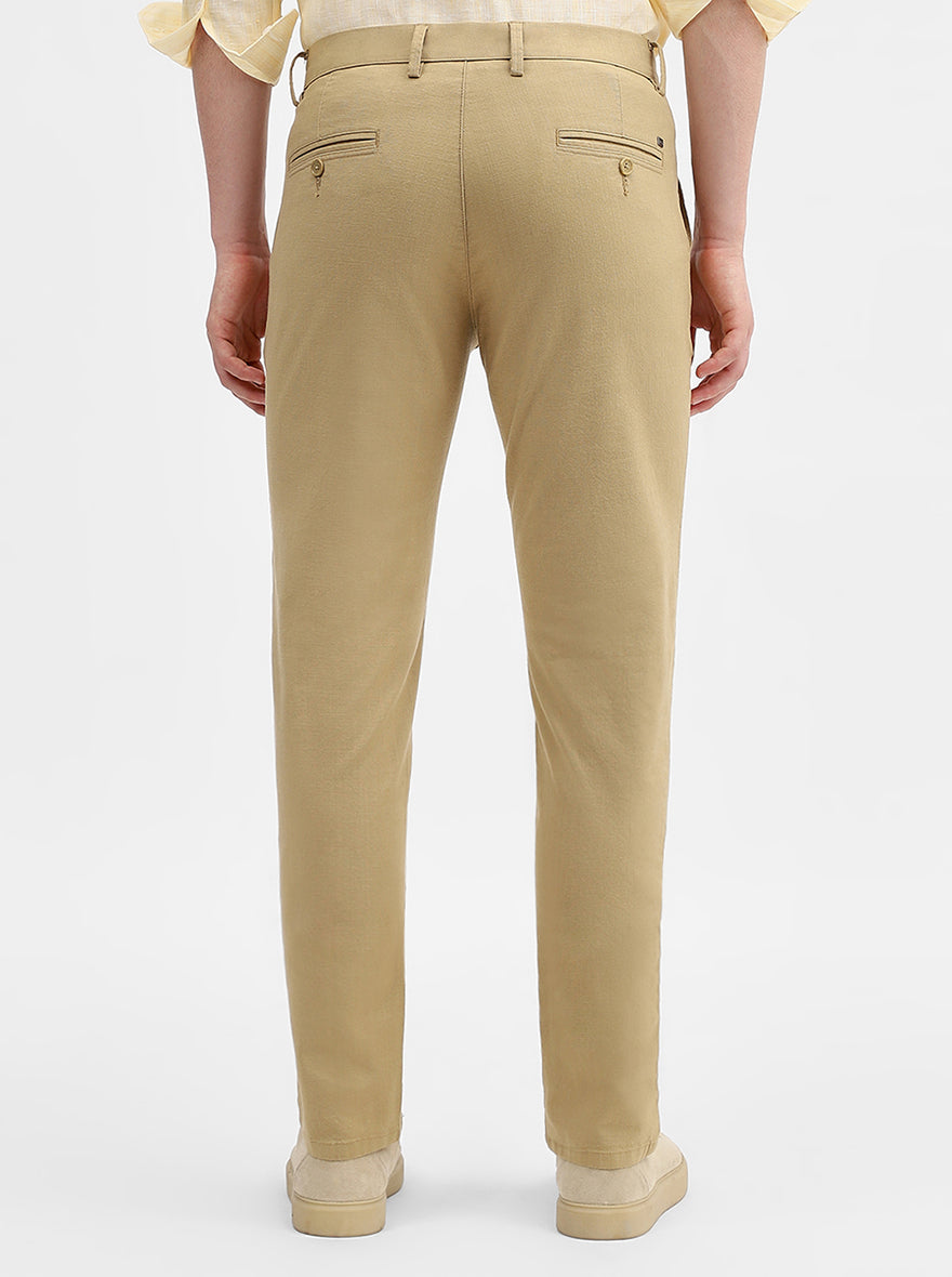 Camel Solid Uno Fit Casual Trouser | JadeBlue