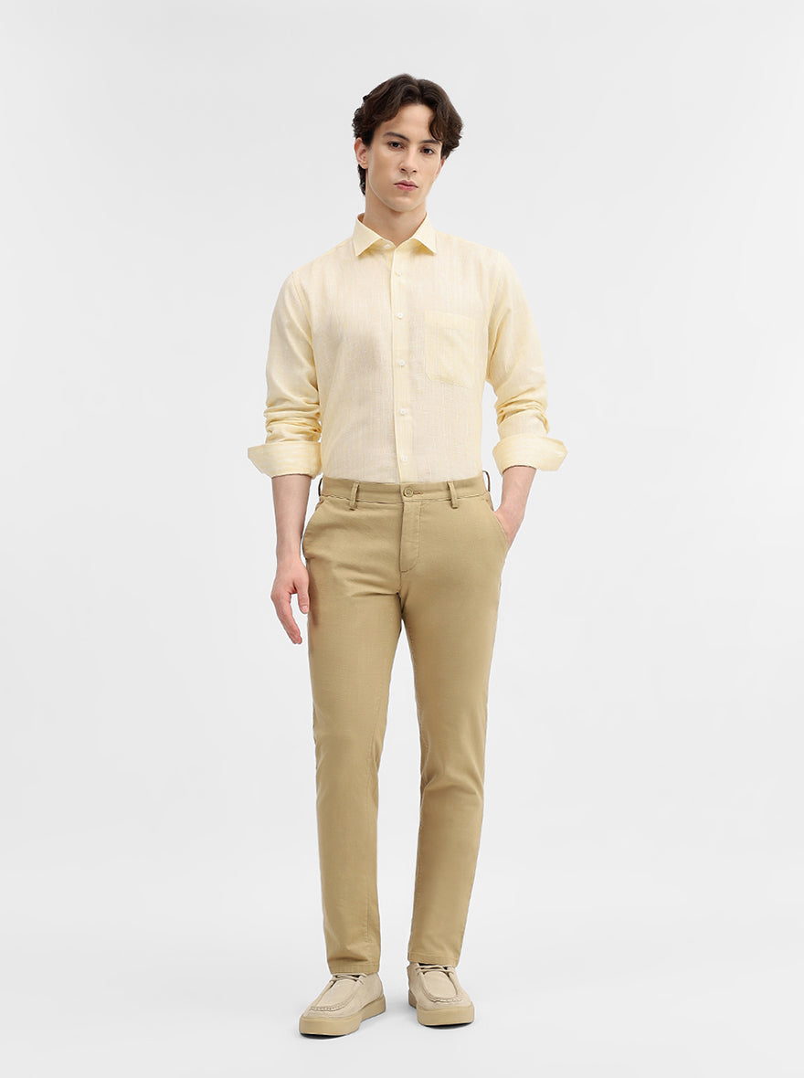 Camel Solid Uno Fit Casual Trouser | JadeBlue