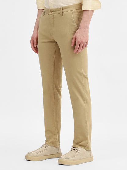 Camel Solid Uno Fit Casual Trouser | JadeBlue
