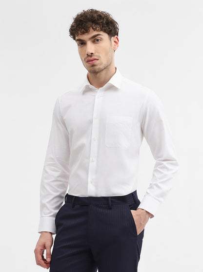 White Dobby Slim Fit Formal Shirt | JadeBlue