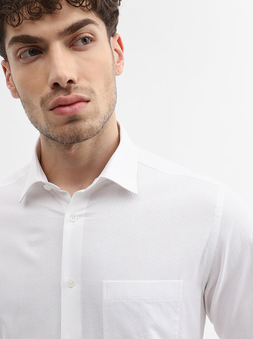 White Dobby Slim Fit Formal Shirt | JadeBlue