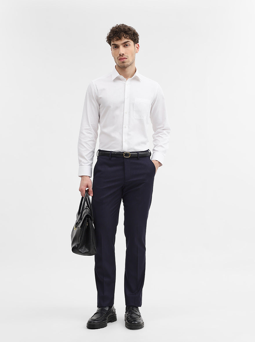 White Dobby Slim Fit Formal Shirt | JadeBlue