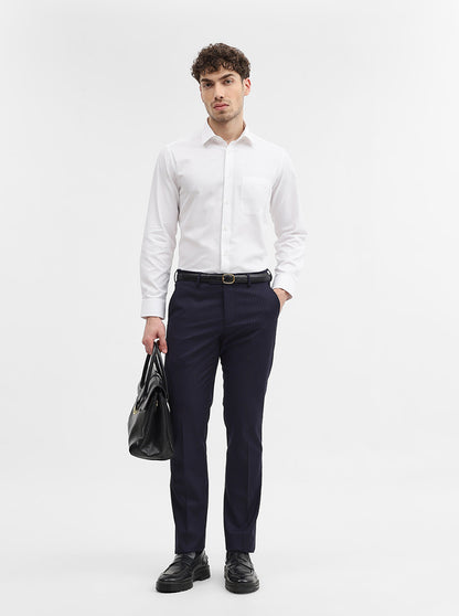 White Dobby Slim Fit Formal Shirt | JadeBlue