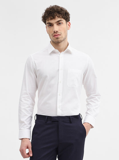White Dobby Slim Fit Formal Shirt | JadeBlue