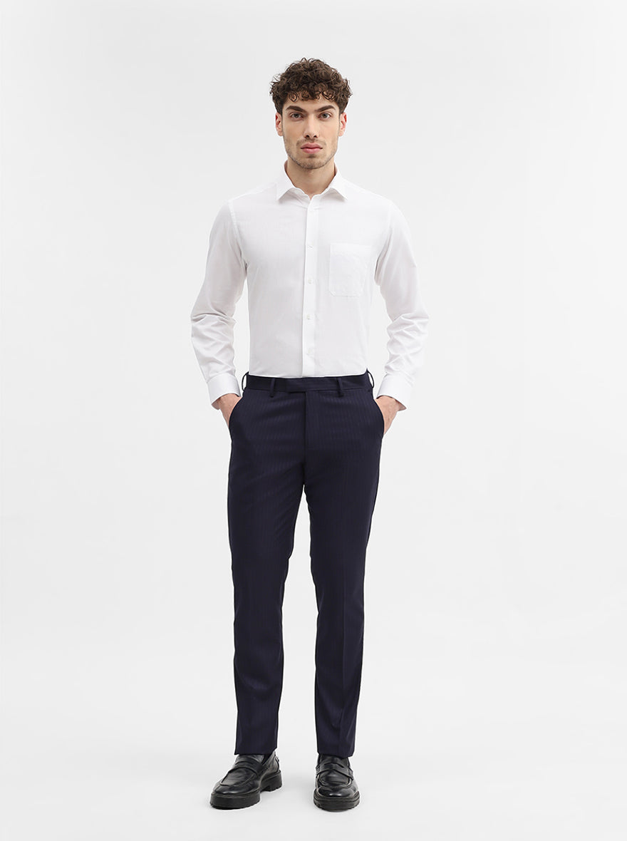 White Dobby Slim Fit Formal Shirt | JadeBlue