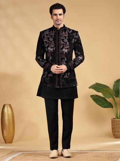 Black Embroidered Jodhpuri Suit | TULA