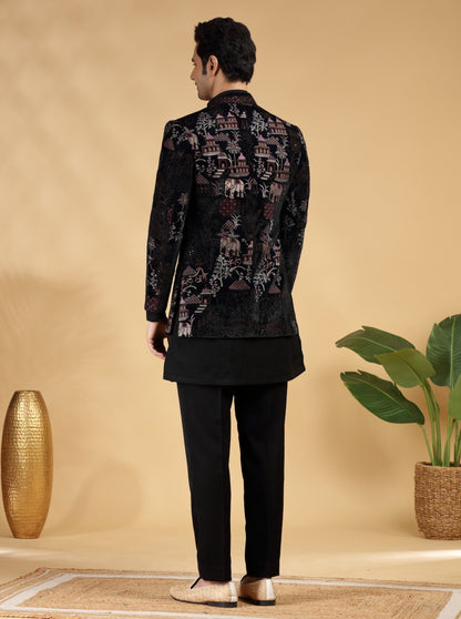 Black Embroidered Jodhpuri Suit | TULA