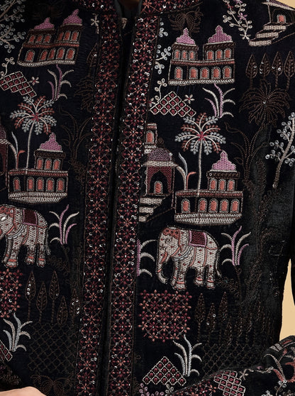 Black Embroidered Jodhpuri Suit | TULA