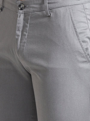 Grey Printed Super Slim Fit Casual Trouser | Greenfibre