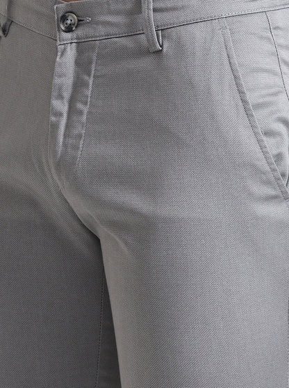Grey Printed Super Slim Fit Casual Trouser | Greenfibre
