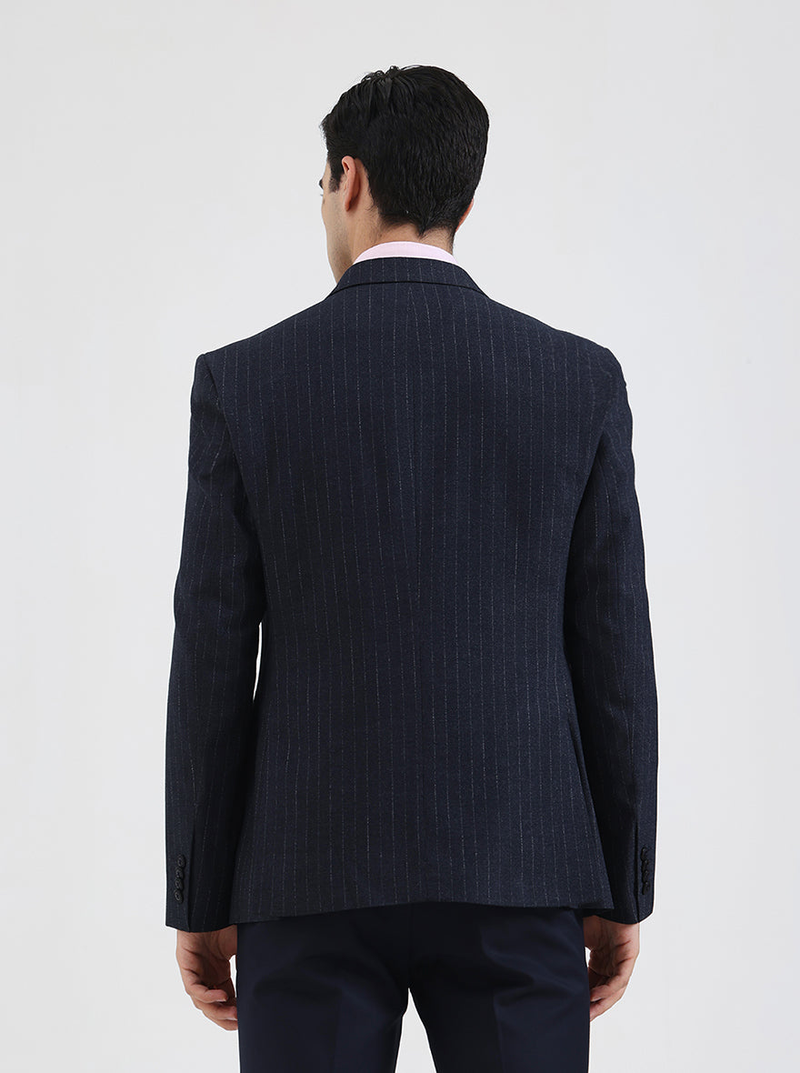 Blue Striped Regular Fit Blazer | Wyre