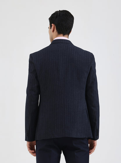 Blue Striped Regular Fit Blazer | Wyre