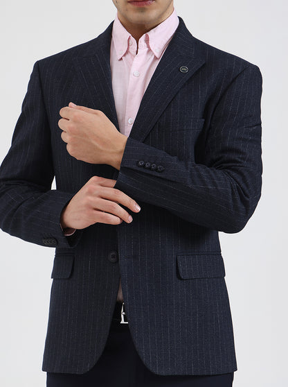 Blue Striped Regular Fit Blazer | Wyre