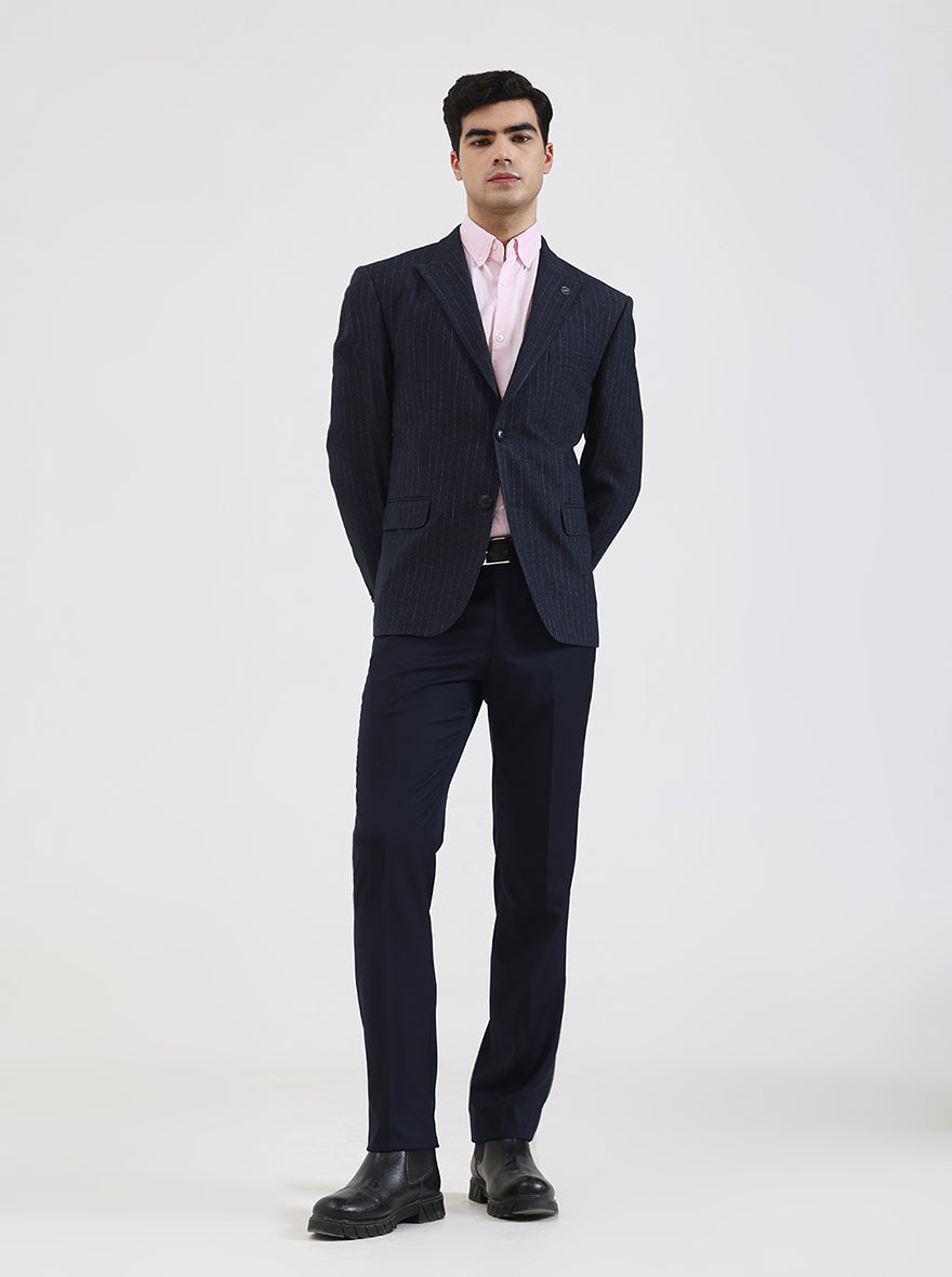 Blue Striped Regular Fit Blazer | Wyre