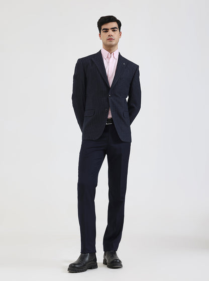 Blue Striped Regular Fit Blazer | Wyre