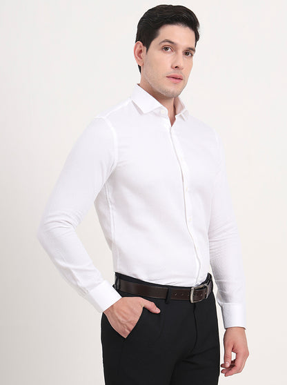 White Solid Slim Fit Party Wear Shirt | Wyre