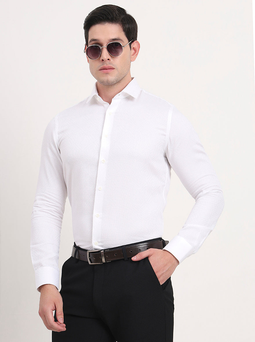 White Solid Slim Fit Party Wear Shirt | Wyre