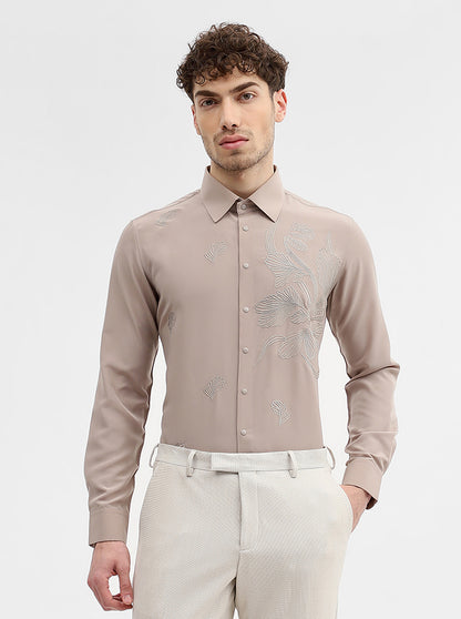 Fawn Solid Slim Fit Party Wear Shirt | Wyre