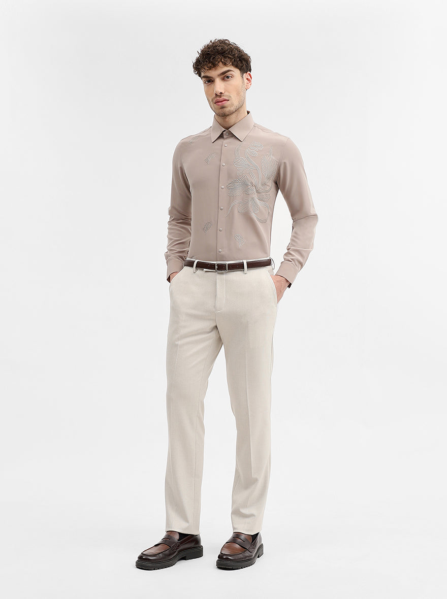 Fawn Solid Slim Fit Party Wear Shirt | Wyre