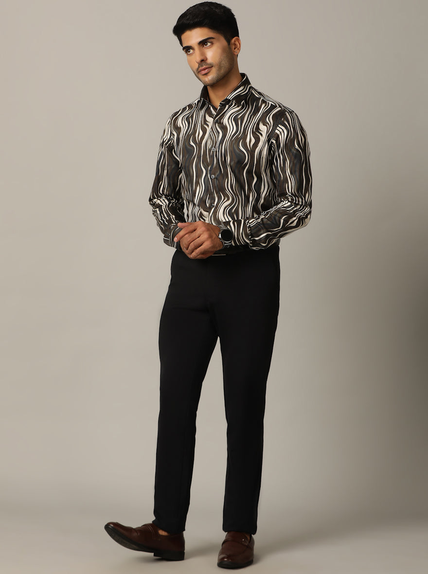 Navy Blue Solid Slim Fit Club Wear Trouser | JB Studio