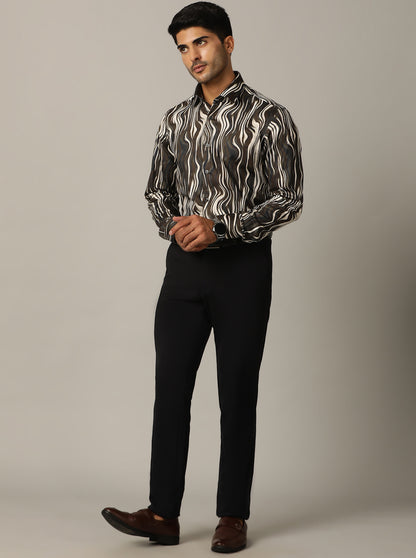 Navy Blue Solid Slim Fit Club Wear Trouser | JB Studio